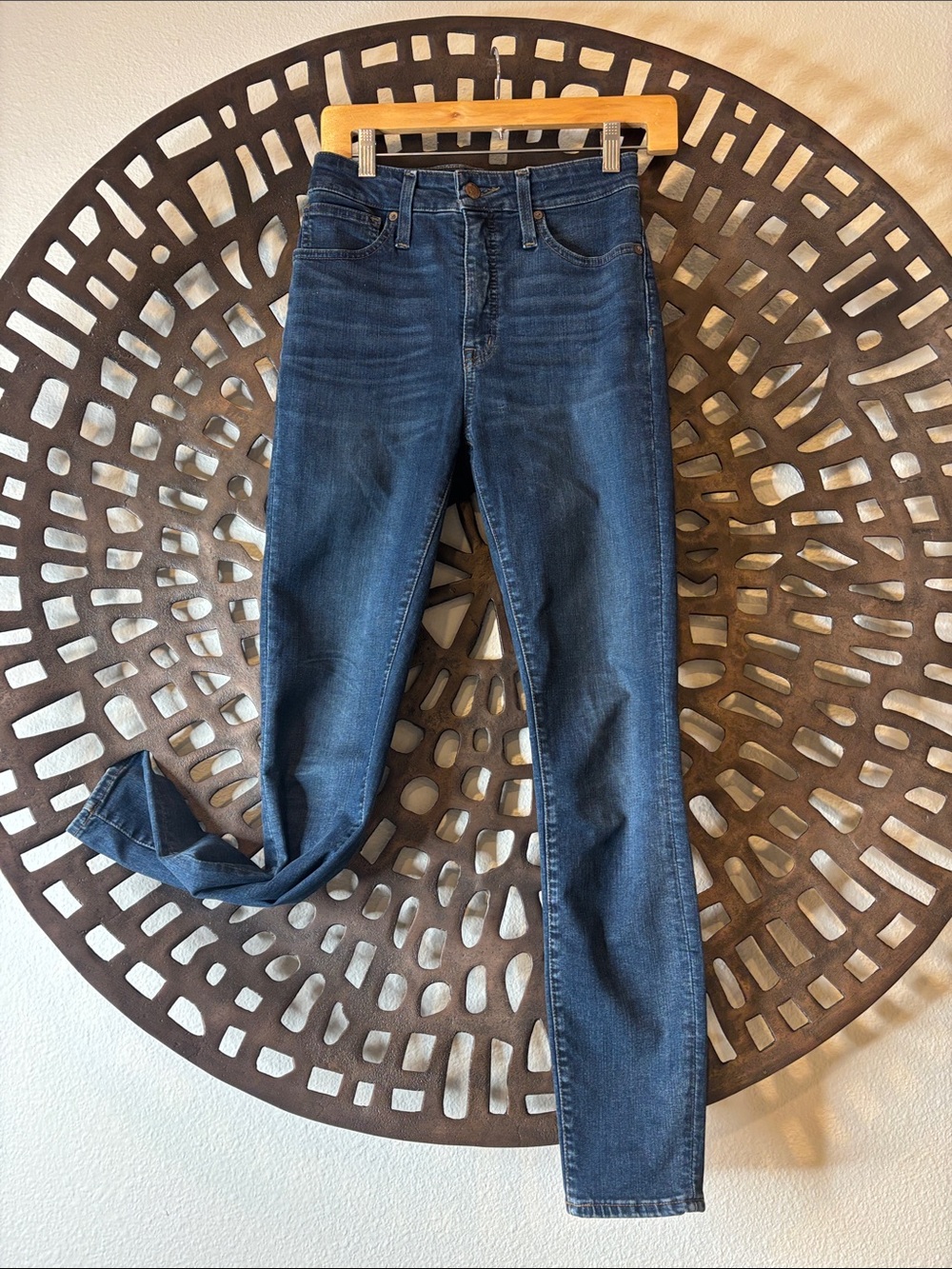 💙Classic Dark Wash High Rise Skinny Jeans Curvy Stretch Madewell 26 Zip💙